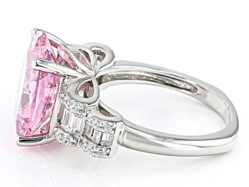 Bella Luce® 10.84ctw Pink And White Diamond Simulants Rhodium Over Sterling Silver Ring(6.56ctw DEW) - Size 10