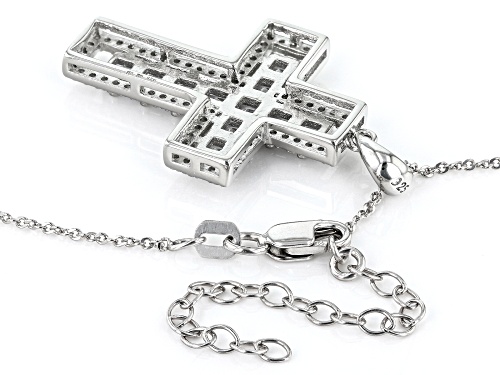 Bella Luce® 3.40ctw White Diamond Simulant Rhodium Over Sterling Silver Cross Pendant(2.06ctw DEW)