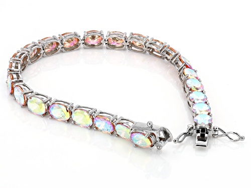 Bella Luce® 41.00ctw Champagne Aurora Borealis   Rhodium Over Silver Tennis Bracelet - Size 8