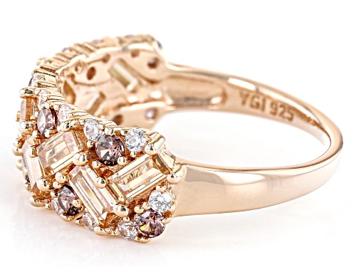 Bella Luce® 2.73ctw Champagne, Mocha, And White Diamond Simulants Eterno™ Rose Ring(1.65ctw DEW) - Size 5