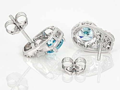 Bella Luce® 3.56ctw Aquamarine And White Diamond Simulants Rhodium Over Silver Earrings(2.16ctw DEW)