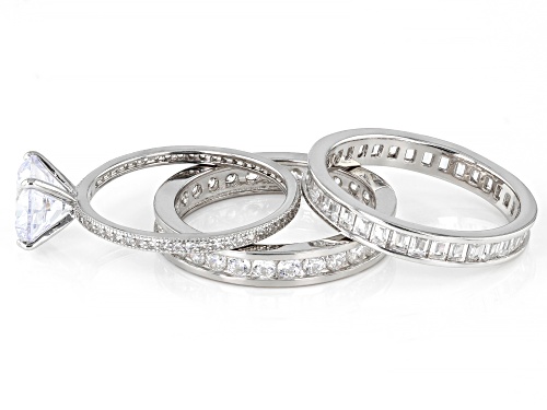 Bella Luce® 7.53ctw White Diamond Simulant Rhodium Over Sterling Silver Ring Set(4.56ctw DEW) - Size 8