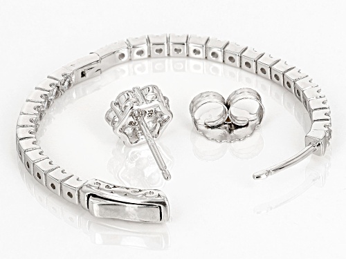 Bella Luce® 6.00ctw White Diamond Simulant Rhodium Over Sterling Silver Earring Set(3.63ctw DEW)
