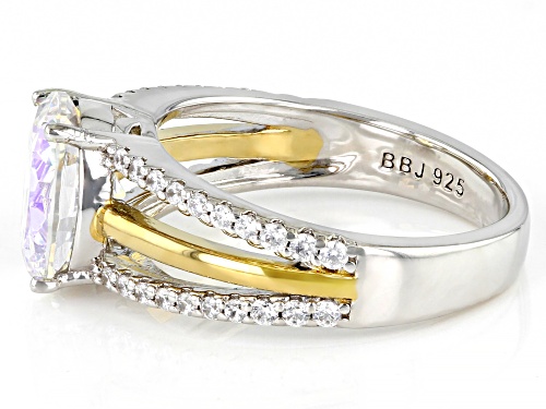 Bella Luce®5.91ctw Aurora Borealis And Diamond Simulant Rhodium And 18k Yellow Gold Over Silver Ring - Size 8