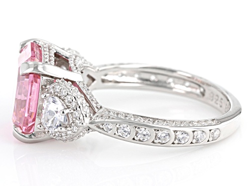 Bella Luce® 11.45ctw Pink & White Diamond Simulants Rhodium Over Silver Asscher Cut Ring - Size 8