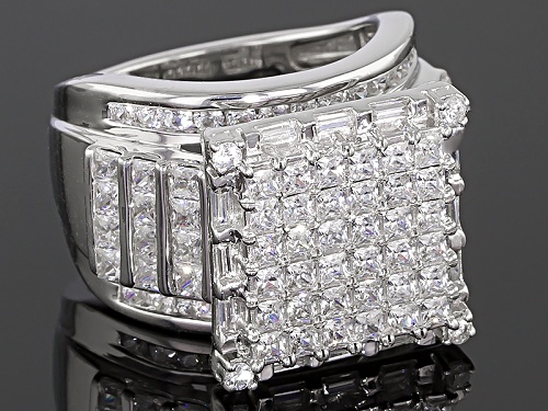 Bella Luce ® 5.40ctw Princess Cut, Baguette And Round Rhodium Over Sterling Silver Ring - Size 5