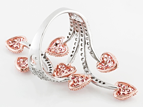 Bella Luce®2.28ctw Pink And White Diamond Simulants Rhodium Over Silver Heart Ring(1.56ctw Dew) - Size 5