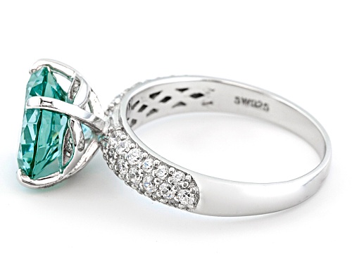 Bella Luce®4.59ctw Caribbean Green™ Lab Created Spinel And Diamond Simulant Rhodium Over Silver Ring - Size 10