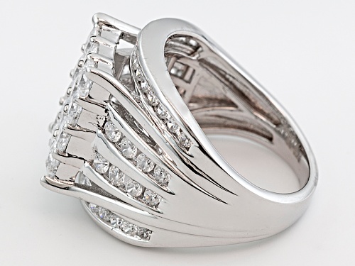 Bella Luce ® 4.21ctw Princess Cut And Round Rhodium Over Sterling Silver Ring - Size 6