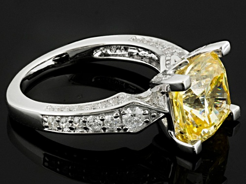 Bella Luce ® 9.29ctw Yellow & White Diamond Simulant Rhodium Over Sterling Silver Ring - Size 8