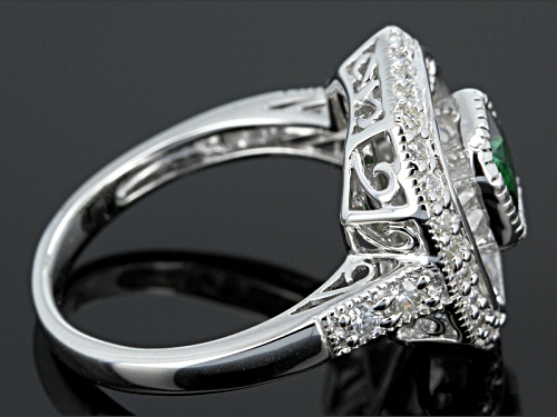 Bella Luce ® 3.41ctw Emerald Simulant & White Diamond Simulant Rhodium Over Silver Ring - Size 5