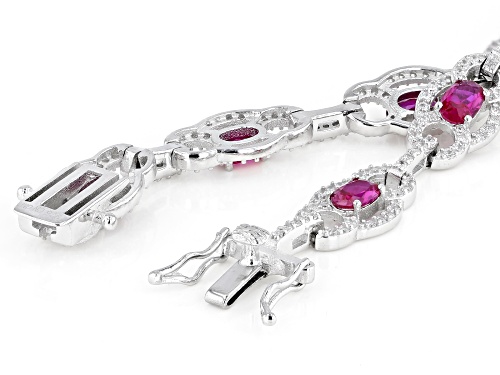 Bella Luce ® 8.82ctw Ruby And White Diamond Simulants Rhodium Over Sterling Silver Tennis Bracelet - Size 8