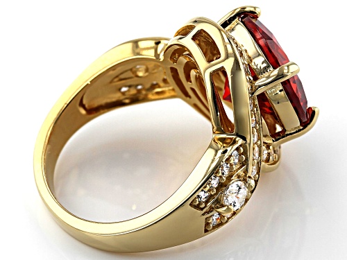 Bella Luce® 13.08ctw Orange Sapphire and White Diamond Simulants Eterno™ Yellow Ring (7.72ctw DEW) - Size 5