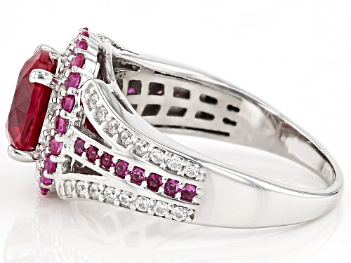 Bella Luce® 3.33ctw Lab Created Ruby and White Diamond Simulant Rhodium Over Sterling Ring - Size 10