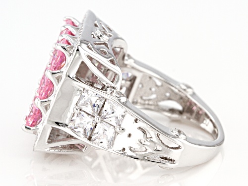 Bella Luce ® 7.77ctw Pink And White Diamond Simulants Rhodium Over Sterling Ring (5.24ctw DEW) - Size 7