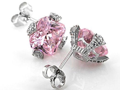 Bella Luce ® 13.96ctw Pink And White Diamond Simulants Rhodium Over Sterling Earrings (6.14ctw DEW)