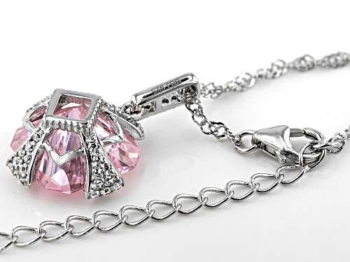 Bella Luce ® 15.78ctw Pink And White Diamond Simulants Rhodium Over Sterling Pendant With Chain