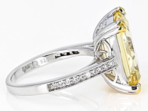 Bella Luce ® 6.48ctw Canary and White Diamond Simulants Rhodium Over Sterling Silver Ring - Size 10