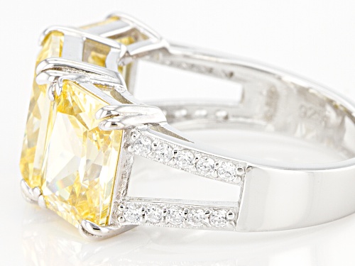 Bella Luce ® 9.42ctw Canary and White Diamond Simulants Rhodium Over Sterling Ring (4.80ctw DEW) - Size 5