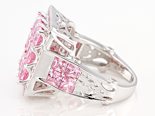 Bella Luce ® 7.93ctw Pink Diamond Simulant Rhodium Over Sterling Silver Ring (5.29ctw DEW) - Size 6