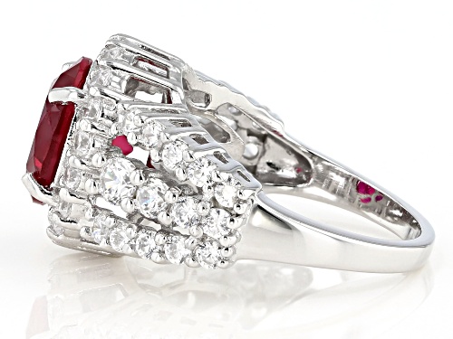 Bella Luce ® 6.81ctw Lab Created Ruby and White Diamond Simulant Rhodium Over Sterling Silver Ring - Size 10
