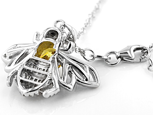 Bella Luce® Black, White, & Canary Diamond Simulants Rhodium Over Silver Bee Pendant W/Chain