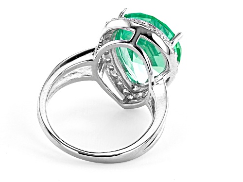 Bella Luce® Caribbean Green Lab Spinel And White Diamond Simulants Rhodium Over Silver Ring - Size 7