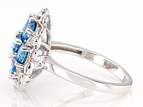 Bella Luce ® 3.05ctw Lab Blue Spinel and White Diamond Simulant Rhodium Over Sterling Silver Ring - Size 7