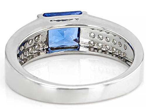 Bella Luce ® 2.48ctw Lab Blue Spinel and White Diamond Simulant Rhodium Over Sterling Silver Ring - Size 8
