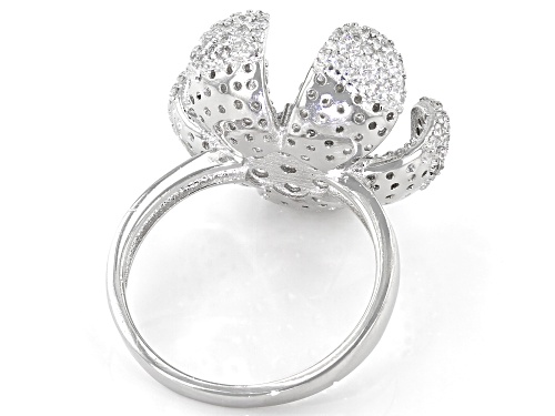 Bella Luce ® 3.16ctw Rhodium Over Sterling Silver Flower Ring (1.77ctw DEW) - Size 8