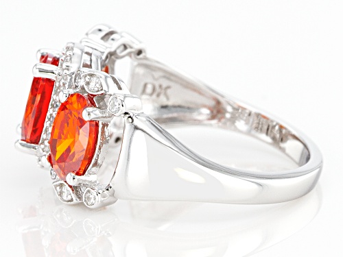 Bella Luce ® 5.07ctw Orange Sapphire and White Diamond Simulants Rhodium Over Sterling Silver Ring - Size 7