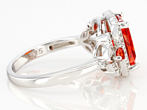 Bella Luce ® 5.57ctw Orange Sapphire And White Diamond Simulants Rhodium Over Silver Ring - Size 8