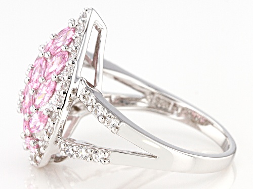 Bella Luce® 3.74ctw Pink and White Diamond Simulants Rhodium Over Sterling Silver Ring (2.48ctw DEW) - Size 9