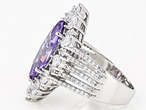 Bella Luce ® 10.72ctw Lavender and White Diamond Simulants Rhodium Over Silver Ring (7.13ctw DEW) - Size 6