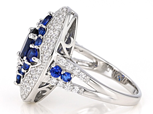 Bella Luce ® 4.07ctw Blue Sapphire And White Diamond Simulants Rhodium Over Sterling Silver Ring - Size 8