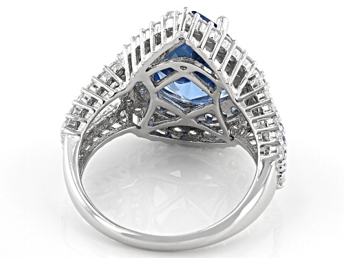 Bella Luce ® 6.34ctw Blue And White Diamond Simulants Rhodium Over Silver Ring (4.33ctw DEW) - Size 7