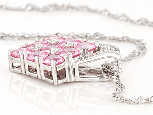 Bella Luce ® 4.58ctw Pink And White Diamond Simulants Rhodium Over Silver Pendant With Chain