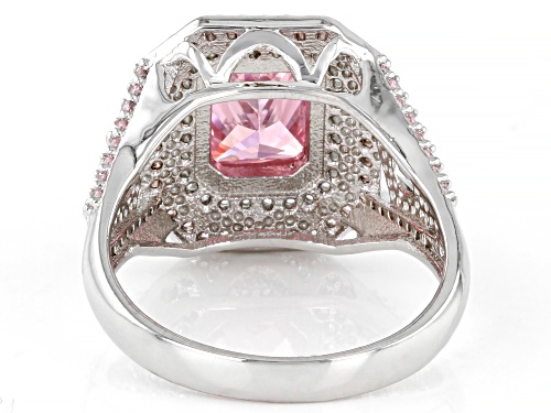 Bella Luce ® 4.03ctw Pink And White Diamond Simulants Rhodium Over Silver Ring (2.72ctw DEW) - Size 8