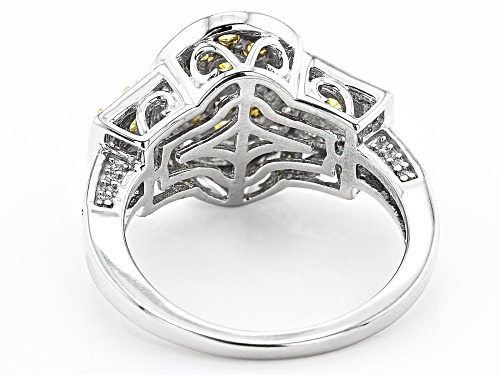 Bella Luce ® 1.80ctw Canary And White Diamond Simulants Rhodium Over Silver Ring (0.81ctw DEW) - Size 9