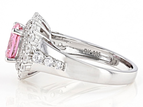 Bella Luce ® 5.34ctw Pink And White Diamond Simulants Rhodium Over Sterling Ring (2.96ctw DEW) - Size 9