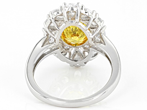 Bella Luce ® 7.33ctw Yellow Sapphire And White Diamond Simulants Rhodium Over Sterling Silver Ring - Size 8