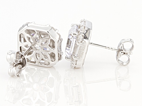 Bella Luce ® 7.17ctw Asscher Cut White Diamond Simulant Rhodium Over Sterling Silver Earrings