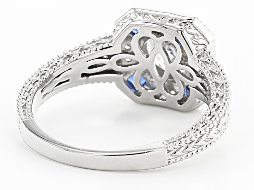 Bella Luce ® 2.73ctw Lab Created Blue Spinel And White Diamond Simulant Rhodium Over Silver Ring - Size 7