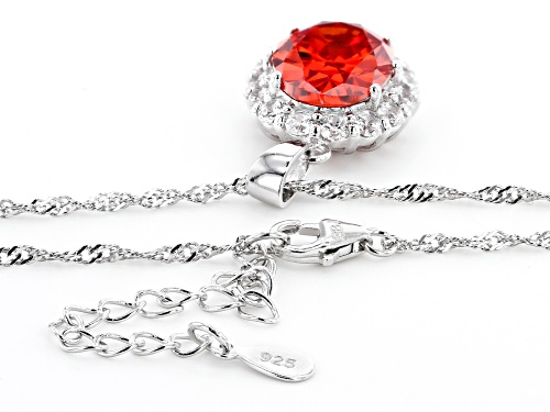 Bella Luce®10.85ctw Orange Sapphire And White Diamond Simulants Rhodium Over Silver Pend With Chain