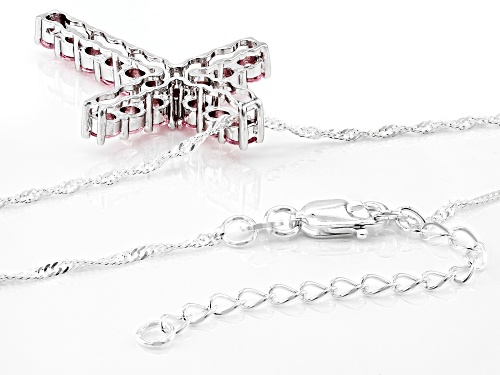 Bella Luce® Pink Diamond Simulant 3.60ctw Rhodium Over Silver Cross Pendant With Chain (2.24ctw DEW)