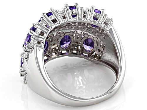 Bella Luce ® 6.87ctw Amethyst And White Diamond Simulants Rhodium Over Silver Ring - Size 8