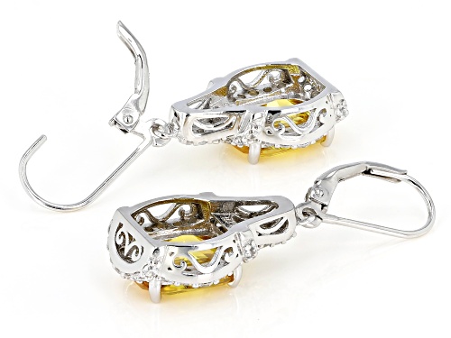 Bella Luce ® 13.37ctw Yellow Sapphire And White Diamond Simulants Rhodium Over Silver Earrings