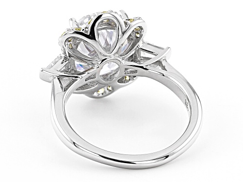 Bella Luce ® 10.87ctw Canary And White Diamond Simulants Rhodium Over Silver Ring (5.83ctw DEW) - Size 7