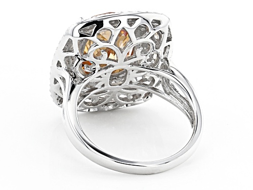 Bella Luce ® 12.51ctw Champagne And White Diamond Simulants Rhodium Over Silver Ring (7.91ctw DEW) - Size 5