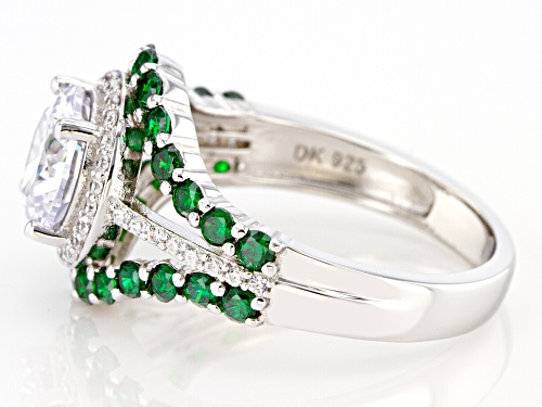 Bella Luce ® 5.42ctw White Diamond And Emerald Simulants Rhodium Over Silver Ring - Size 7